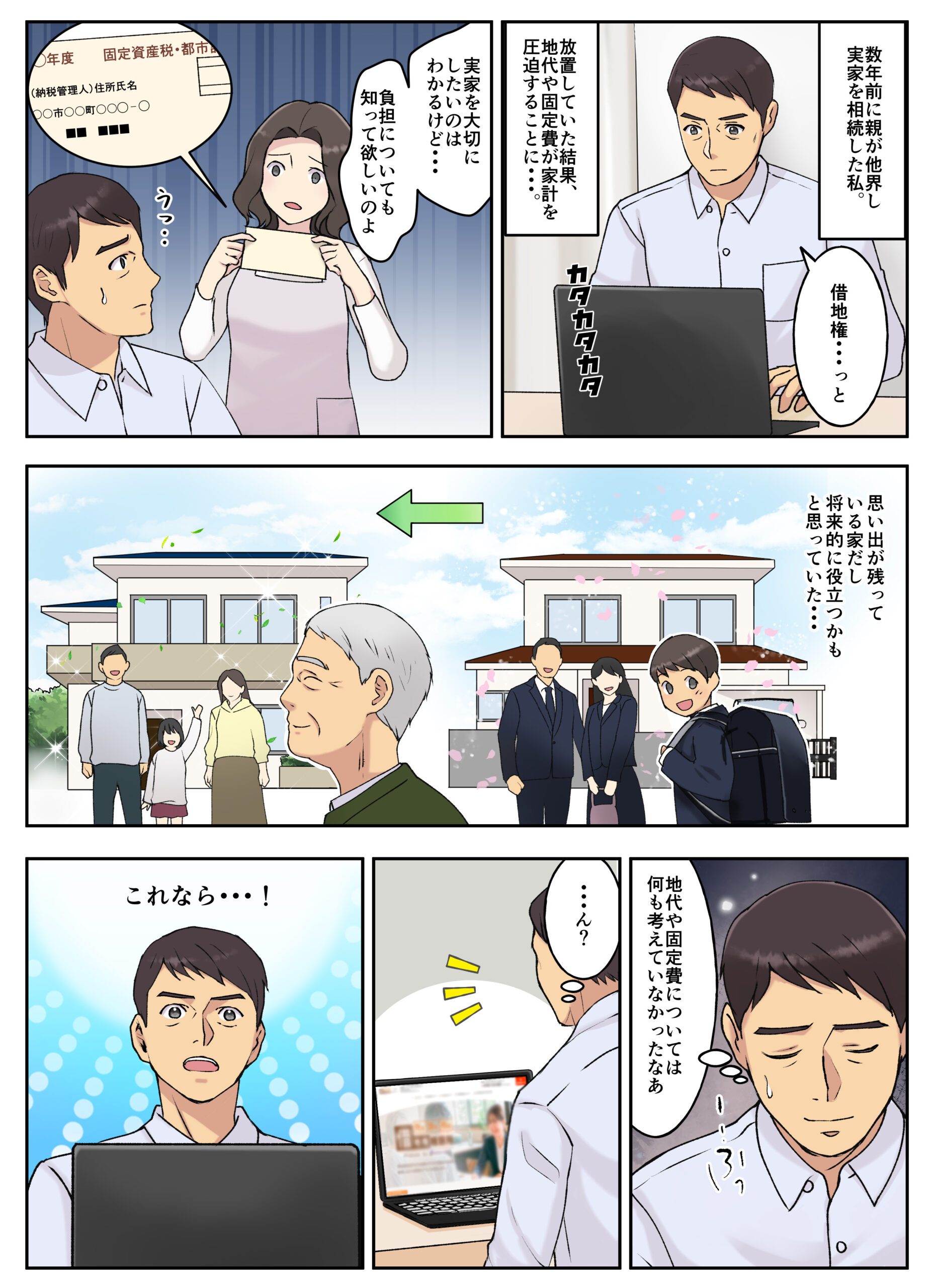 相続サービスをわかりやすく伝えるLP掲載用マンガ 制作イメージ