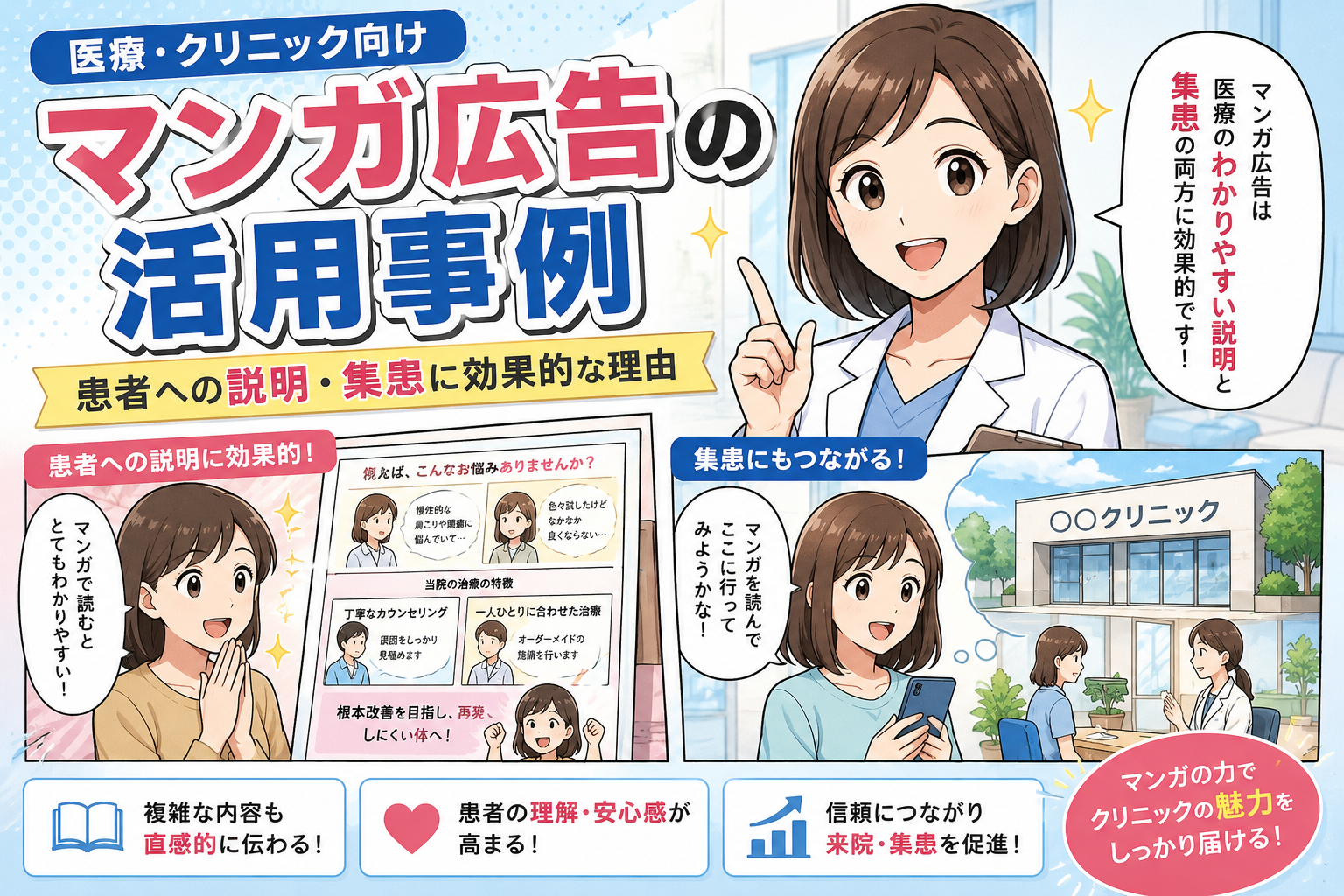 医療・クリニック向けマンガ広告の活用事例|患者への説明・集患に効果的な理由