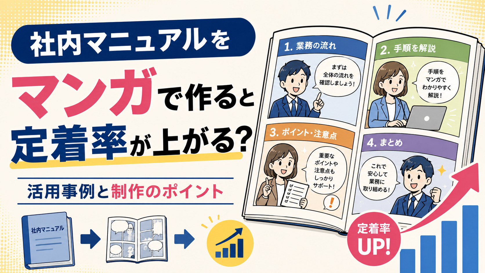 『社内マニュアルをマンガで作ると定着率が上がる?活用事例と制作のポイント