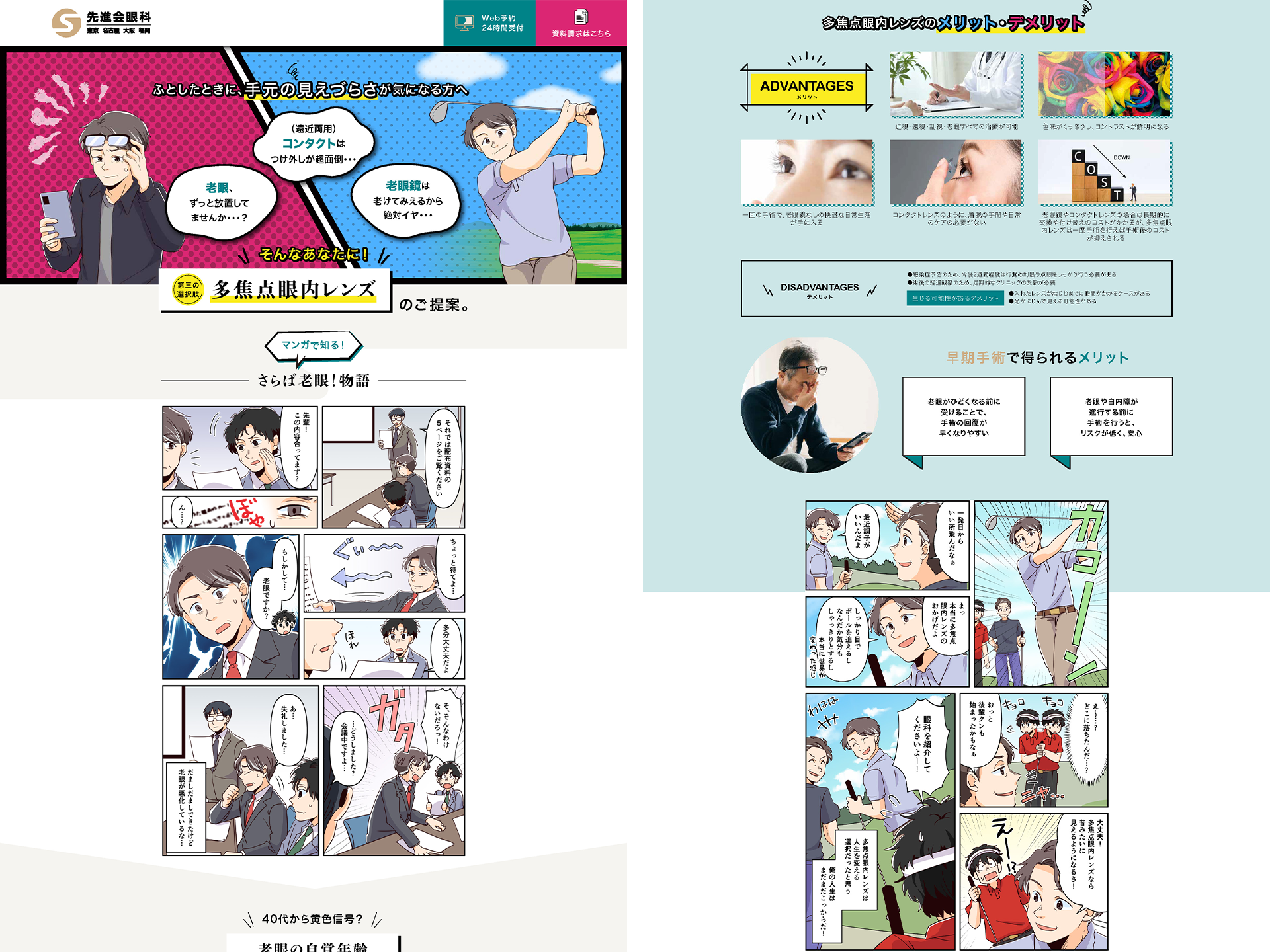 多焦点眼内レンズの提案をするマンガLP 制作イメージ